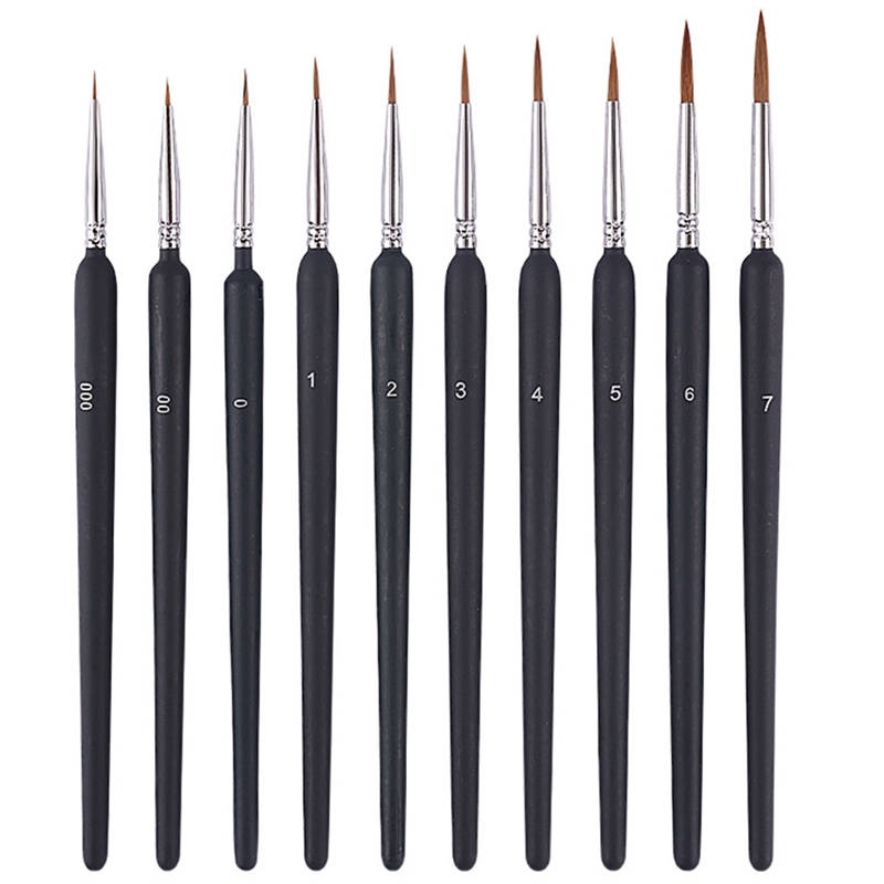 10 Fine-Pointed Brushes. Mini Fine Brush Set Is Suitable for Scale Model Painting and Line Drawing